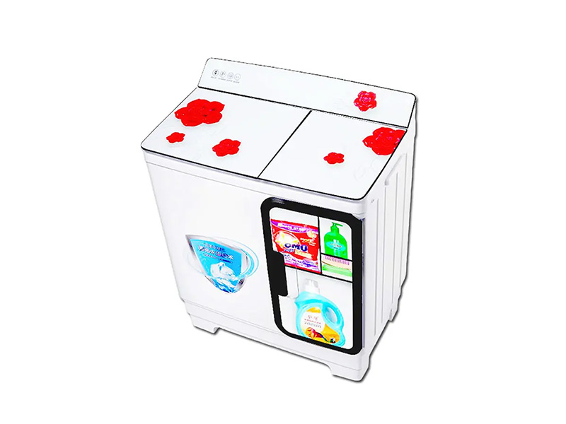 Twin Tub Washer, Glass Top, Steel Drum, Red Cherry,  Red and White color